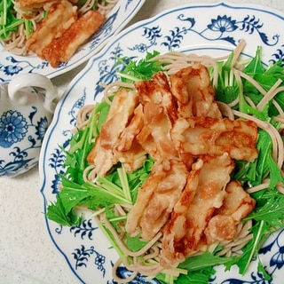 竹輪の梅揚げと水菜の冷やし蕎麦